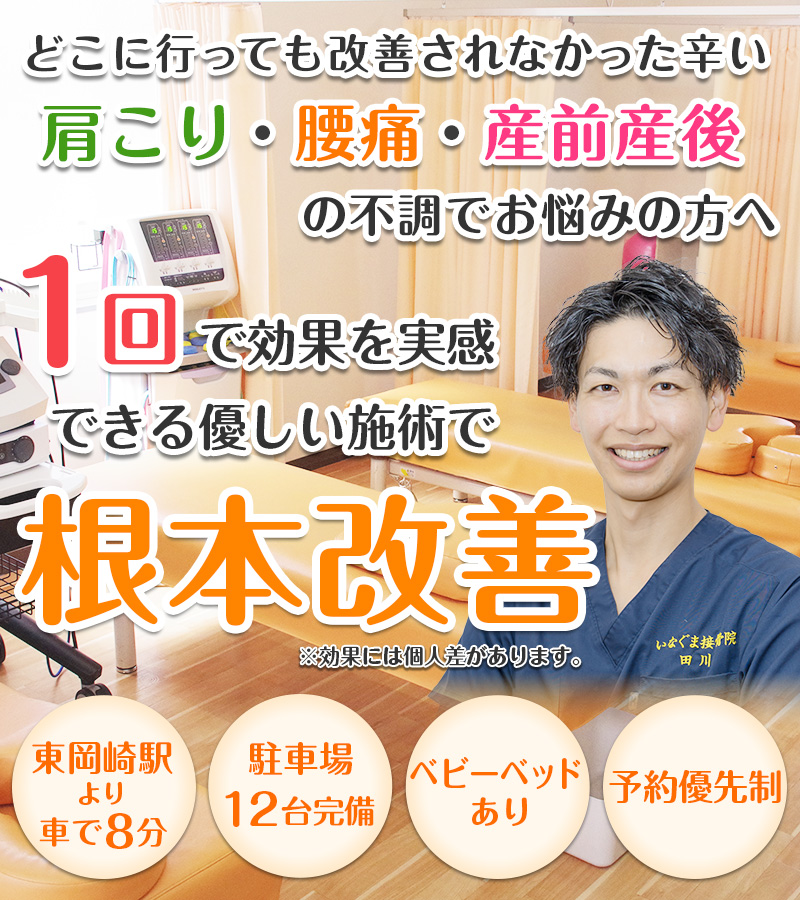 岡崎市で接骨院をお探しなら【いなぐま接骨院】|産後骨盤矯正・むちうち